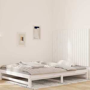 vidaXL Tăblie de pat pentru perete, alb, 127, 5x3x90 cm, lemn masiv pin imagine