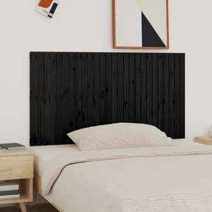 vidaXL Tăblie de pat pentru perete, negru, 166x3x90 cm, lemn masiv pin imagine