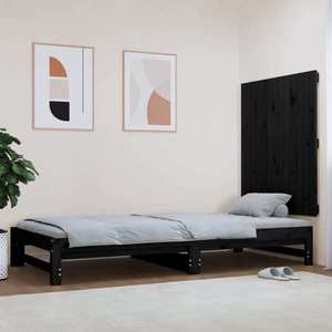 vidaXL Tăblie de pat pentru perete, negru, 82, 5x3x90 cm lemn masiv pin imagine