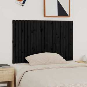 vidaXL Tăblie de pat pentru perete, negru, 140x3x90 cm, lemn masiv pin imagine