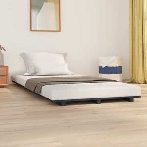 vidaXL Cadru de pat, gri, 90x190 cm, lemn masiv de pin imagine