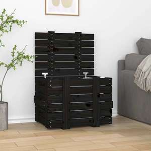 vidaXL Cutie de depozitare, negru, 58x40, 5x42 cm, lemn masiv de pin imagine