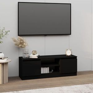 vidaXL Comodă TV cu ușă, negru, 102x30x36 cm imagine