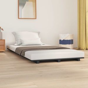 vidaXL Cadru de pat, gri, 75x190 cm, lemn masiv de pin imagine