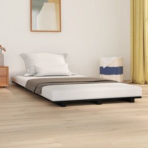 vidaXL Cadru de pat, negru, 75x190 cm, lemn masiv de pin imagine