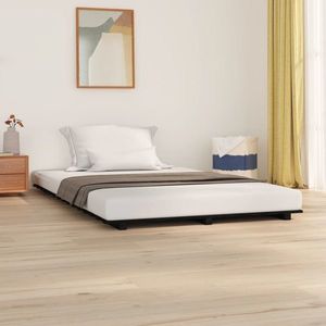 vidaXL Cadru de pat, negru, 135x190 cm, lemn masiv de pin imagine