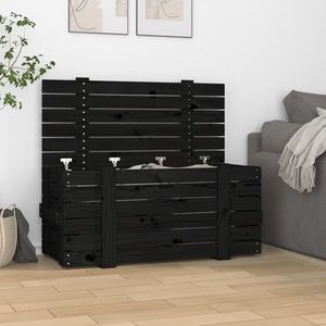 vidaXL Cutie de depozitare, negru, 91x40, 5x42 cm, lemn masiv de pin imagine