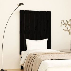 vidaXL Tăblie de pat pentru perete, negru 82, 5x3x110 cm lemn masiv pin imagine