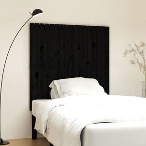 vidaXL Tăblie de pat pentru perete, negru, 108x3x110 cm lemn masiv pin imagine