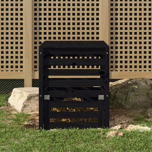 vidaXL Compostor, negru, 63, 5x63, 5x77, 5 cm, lemn masiv de pin imagine
