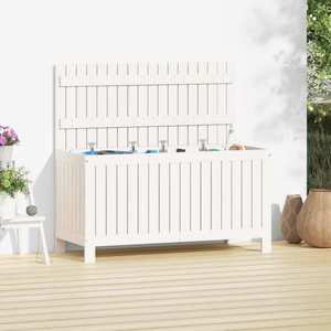 vidaXL Cutie de depozitare grădină, alb, 115x49x60 cm, lemn masiv pin imagine