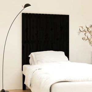 vidaXL Tăblie de pat pentru perete, negru 95, 5x3x110 cm lemn masiv pin imagine