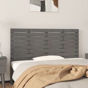 vidaXL Tăblie de pat pentru perete, gri, 141x3x63 cm, lemn masiv pin imagine