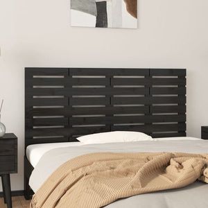 vidaXL Tăblie de pat pentru perete, negru, 141x3x63 cm, lemn masiv pin imagine