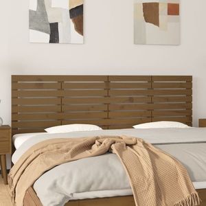 vidaXL Tăblie de pat pentru perete, maro miere, 206x3x63 cm, lemn pin imagine