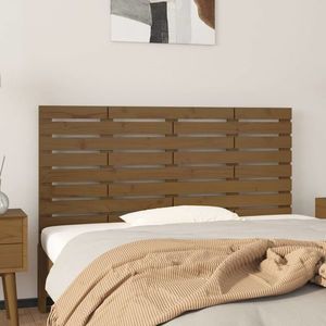 vidaXL Tăblie de pat pentru perete, maro miere, 126x3x63 cm, lemn pin imagine