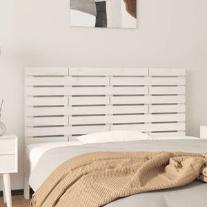 vidaXL Tăblie de pat pentru perete, alb, 141x3x63 cm, lemn masiv pin imagine