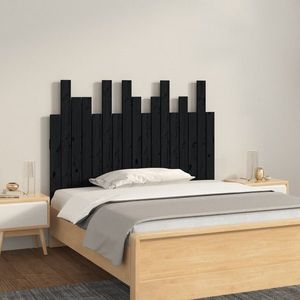 vidaXL Tăblie de pat pentru perete, negru, 108x3x80 cm, lemn masiv pin imagine