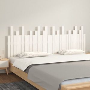 vidaXL Tăblie de pat pentru perete, alb, 204x3x80 cm, lemn masiv pin imagine