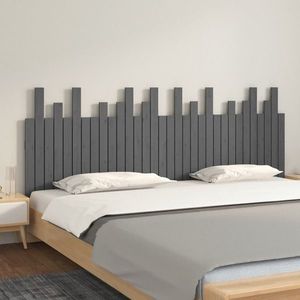 vidaXL Tăblie de pat pentru perete, gri, 204x3x80 cm, lemn masiv pin imagine