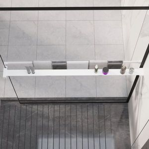 vidaXL Raft de duș pentru perete cabină de duș, alb, 115 cm, aluminiu imagine