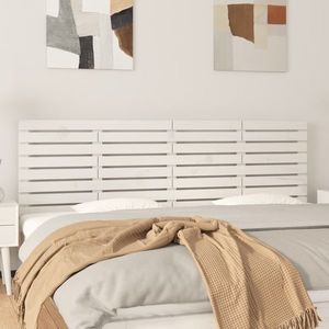 vidaXL Tăblie de pat pentru perete, alb, 206x3x63 cm, lemn masiv pin imagine