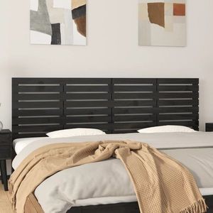 vidaXL Tăblie de pat pentru perete, negru, 186x3x63 cm lemn masiv pin imagine