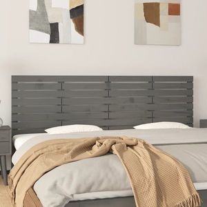vidaXL Tăblie de pat pentru perete, gri, 166x3x63 cm, lemn masiv pin imagine