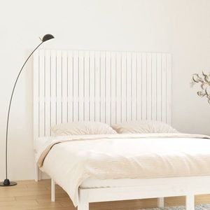 vidaXL Tăblie de pat pentru perete, alb, 166x3x110 cm, lemn masiv pin imagine