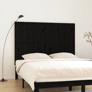 vidaXL Tăblie de pat pentru perete, negru, 166x3x110 cm lemn masiv pin imagine