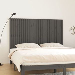 vidaXL Tăblie de pat pentru perete, gri, 185x3x110 cm, lemn masiv pin imagine