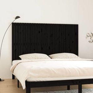 vidaXL Tăblie de pat pentru perete, negru, 185x3x110 cm lemn masiv pin imagine