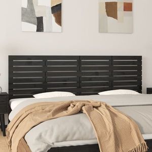 vidaXL Tăblie de pat pentru perete, negru, 166x3x63 cm, lemn masiv pin imagine