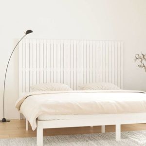 vidaXL Tăblie de pat pentru perete, alb, 204x3x110 cm, lemn masiv pin imagine