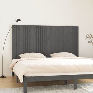 vidaXL Tăblie de pat pentru perete, gri, 204x3x110 cm, lemn masiv pin imagine