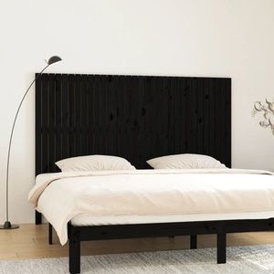 vidaXL Tăblie de pat pentru perete, negru, 204x3x110 cm lemn masiv pin imagine