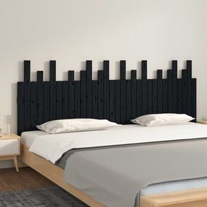 vidaXL Tăblie de pat pentru perete, negru, 204x3x80 cm, lemn masiv pin imagine