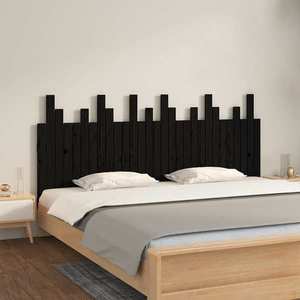 vidaXL Tăblie de pat pentru perete, negru, 185x3x80 cm, lemn masiv pin imagine