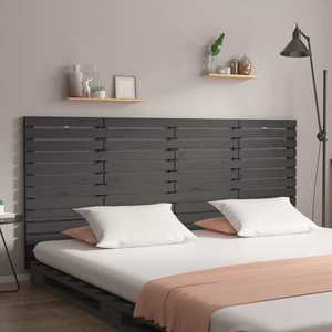 vidaXL Tăblie de pat pentru perete, gri, 156x3x91, 5 cm, lemn masiv pin imagine