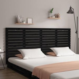 vidaXL Tăblie de pat pentru perete, negru 166x3x91, 5 cm lemn masiv pin imagine