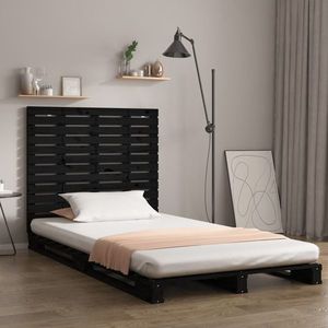 vidaXL Tăblie de pat pentru perete, negru 141x3x91, 5 cm lemn masiv pin imagine