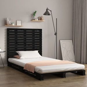 vidaXL Tăblie de pat pentru perete, negru, 96x3x91, 5 cm lemn masiv pin imagine
