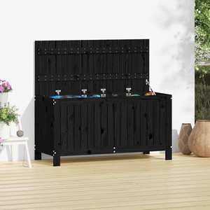 vidaXL Cutie de depozitare grădină, negru, 115x49x60 cm lemn masiv pin imagine