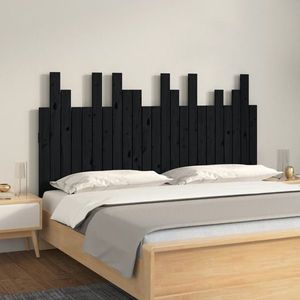 vidaXL Tăblie de pat pentru perete, negru 146, 5x3x80 cm lemn masiv pin imagine