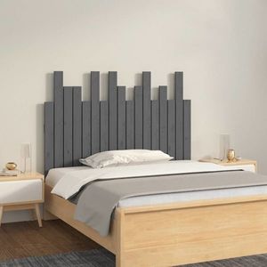 vidaXL Tăblie de pat pentru perete, gri, 108x3x80 cm, lemn masiv pin imagine