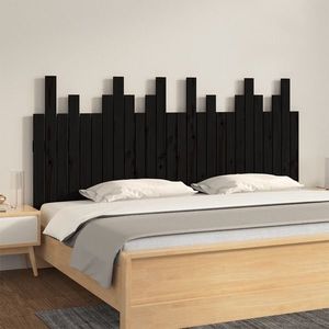 vidaXL Tăblie de pat pentru perete, negru, 166x3x80 cm, lemn masiv pin imagine