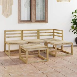 vidaXL Set mobilier de grădină, 5 piese, lemn de pin verde tratat imagine