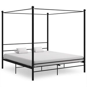 vidaXL Cadru de pat cu baldachin, negru, 200x200 cm, metal imagine