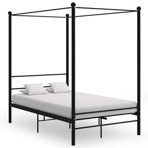 vidaXL Cadru de pat cu baldachin, negru, 120x200 cm, metal imagine