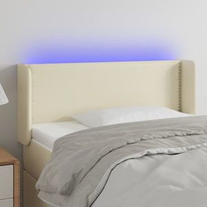 vidaXL Tăblie de pat cu LED, crem, 93x16x78/88 cm, piele ecologică imagine